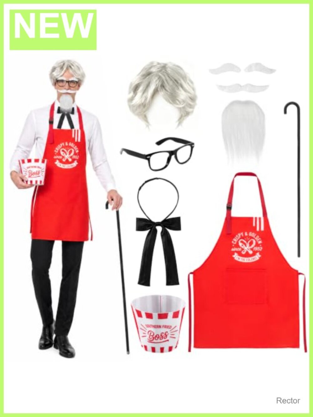 9 Pc Fast Food Chef Costume Set Adult Funny Chicken Cosplay